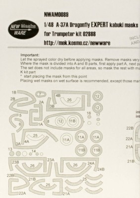 New Ware NWA-M0089 Mask A-37A Dragonfly EXPERT (TRUMP 02888) 1/48
