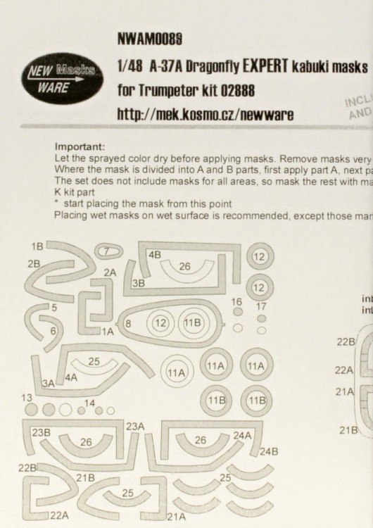 New Ware NWA-M0089 Mask A-37A Dragonfly EXPERT (TRUMP 02888) 1/48