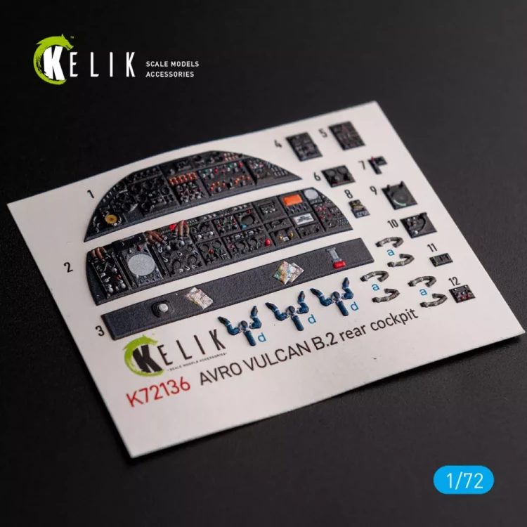 Reskit K72136 AVRO VULCAN B.2 Rear cockpit inter.3D (AIRF) 1/72