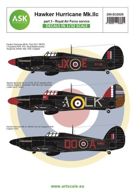 Art Scale 200-D32029 Hawker Hurricane Mk.IA / Mk.IIC part 3 - Royal Air Force service 1/32