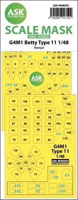 Art Scale 200-M48059 Mitsubishi G4M1 'Betty' Type 11 canopy frame paint mask (outside only) 1/48
