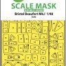 Art Scale 200-M48170 Bristol Beaufort Mk.I wheels and canopy frame paint mask (inside and outside) 1/48