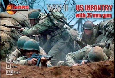 Mars MAR72017 U.S. Infantry (WWII) WWII with 37mm gun 1/72