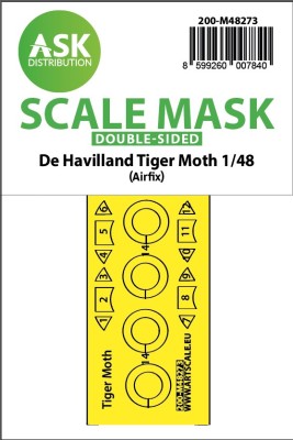 Art Scale 200-M48273 de Havilland Tiger Moth wheels and canopy frame paint mask (inside and outside) 1/48