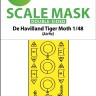 Art Scale 200-M48273 de Havilland Tiger Moth wheels and canopy frame paint mask (inside and outside) 1/48