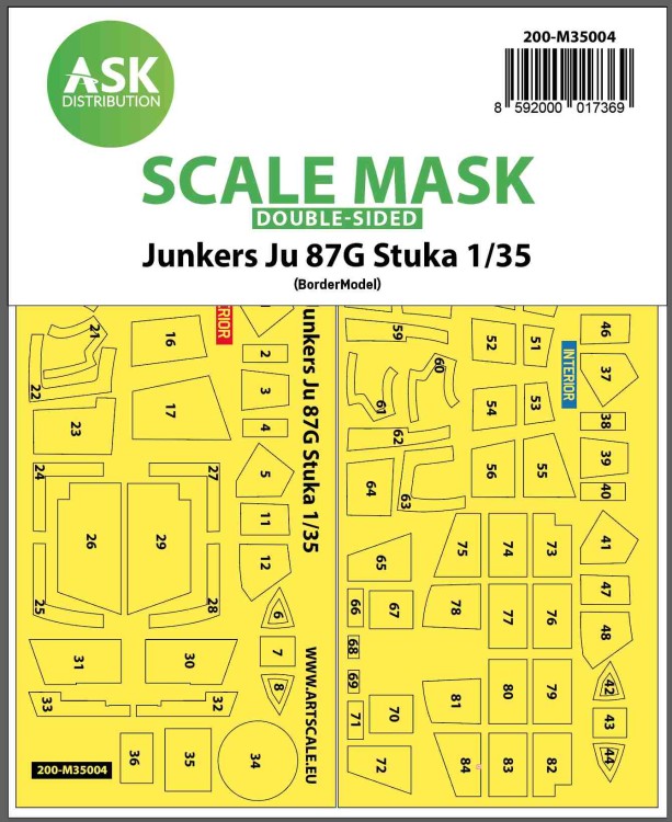 Art Scale 200-M35004 Junkers Ju-87G 'Stuka' canopy frame paint masks (inside & outside) 1/35