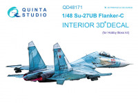 Quinta Studio QD48171 Су-27УБ (для модели HobbyBoss) 3D Декаль интерьера кабины 1/48