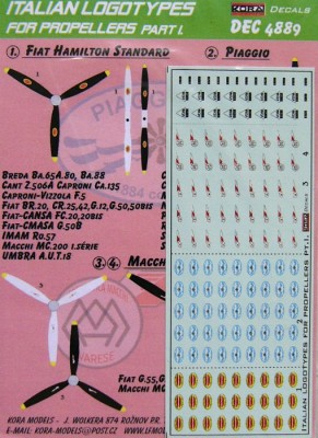 Kora Model DEC4889 Italian logotypes for propeller Part 1 декали 1/48