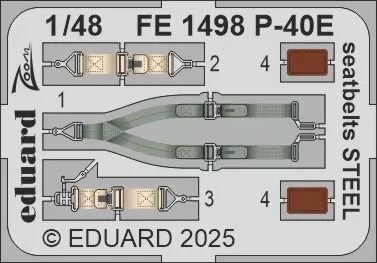 Eduard FE1498 P-40E seatbelts STEEL (EDU) 1/48