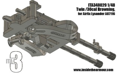 Inside the Armour ITA348029 Twin 30 cal brownings on an RAF twin mount for the Airfix Westland Lysander Mk.I/Mk.III 1/48