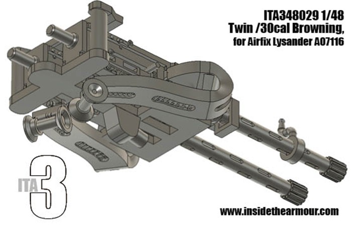 Inside the Armour ITA348029 Twin 30 cal brownings on an RAF twin mount for the Airfix Westland Lysander Mk.I/Mk.III 1/48