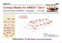 Rising Decals DM-013 Canopy mask for A6M2/3 'Zero' (HAS) 1/72