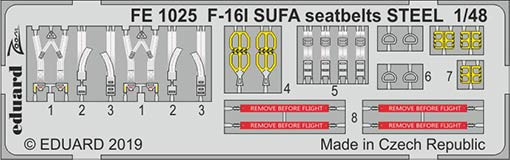 Eduard FE1025 1/48 F-16I SUFA seatbelts STEEL (HAS)