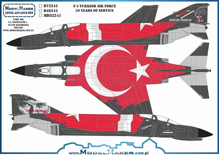 Model Maker Decals D72241 McDonnell F-4E Phantom Turkish Air Force 50 years of service 1/72