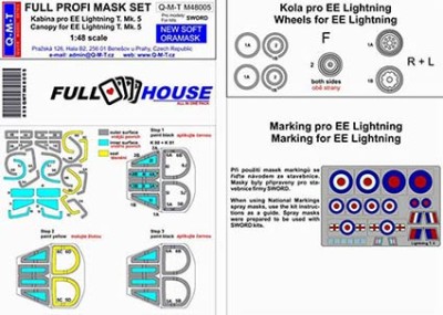 Q-M-T QMT-M48005 1/48 Full House Mask Set EE Lightning T.Mk.5 (SWD)