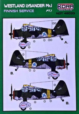 Kora Model NDT48033 W.Lysander Mk.I Finnish Service Part 1 декали 1/48