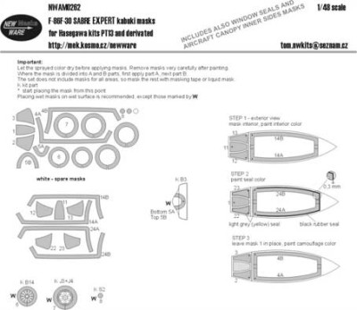 New Ware NWA-M0262 1/48 Mask F86F-30 Sabre EXPERT (HAS PT13)