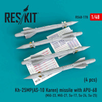 Reskit RS48-0178 Kh-25MP(AS-10 Karen) missile w/ APU-68 (4x) 1/48