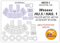KV Models 48235-1 Wessex HU.5 / HAS. 1 (ITALERI #2720, #2744 / ACADEMY #12299) - (Двусторонние маски) + маски на диски и колеса ITALERI / ACADEMY EU 1/48