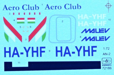 HAD 72186 Decal Antonov AN-2 (MALEV) 1/72