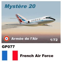 Mach 2 MACHGP077 Dassault-Mystere Falcon 20 Decals Armee de L'air French Air Force 1/72