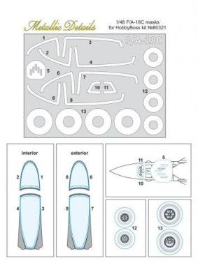 Metallic Details MDM4801 McDonnell-Douglas F/A-18C Hornet canopy paint mask 1/48
