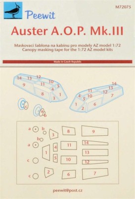Peewit PW-M72075 1/72 Canopy mask Auster A.O.P. Mk.III (AZ MODEL)