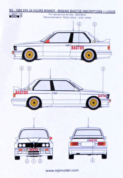 Reji Model 353 BMW M3 Winner 1988 Spa 24 hrs BASTOS logo 1/24