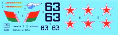 HAD 32088 Decal Su-27 UB Belarus Air Force 1/32