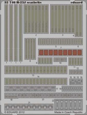 Eduard 32746 1/32 Фототравление привязные ремни B-25J seatbelts