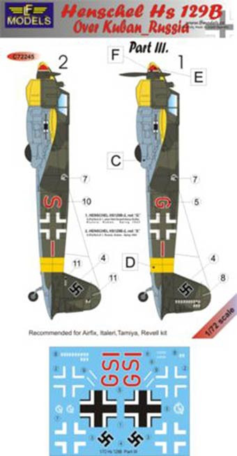 Lf Model C72245 Decals Hs 129B over Kuban/Russia Pt.3 1/72