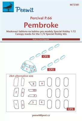 Peewit M72381 Canopy mask Percival P.66 Pembroke (SP.HOBBY) 1/72