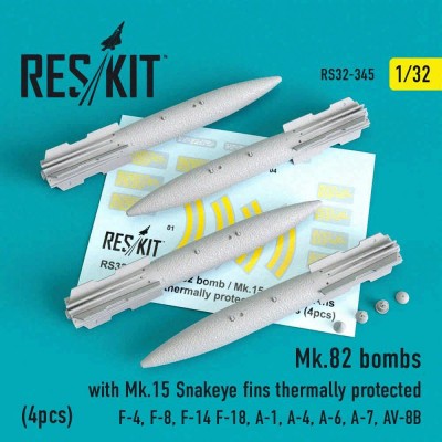 Reskit RS32-0345 Mk.82 bomb w/ Mk.15 Snakeye Fins ther.prot. 1/32