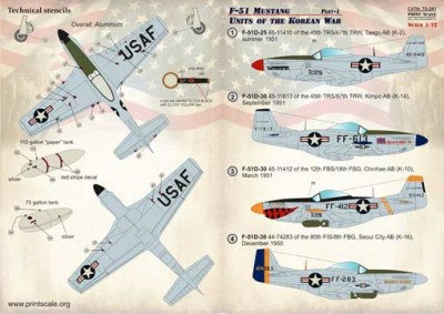 Print scale 72-261 F-51 Mustang Korean War Part 1 (wet decals) 1/72