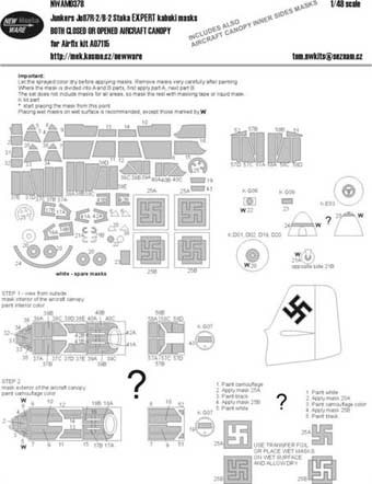 New Ware NWA-M0378 1/48 Mask Ju 87R-2/B-2 Stuka EXPERT (AIRFIX)