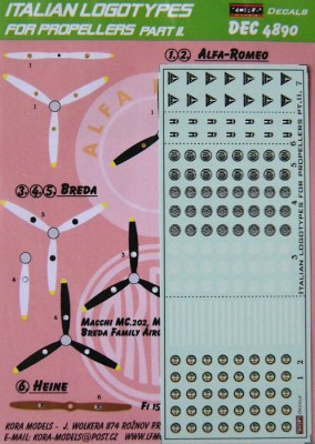 Kora Model DEC4890 Italian logotypes for propeller Part 2 декали 1/48