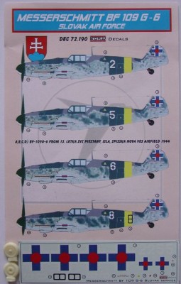 Kora Model DEC72190 Messerschmitt Bf 109 G-6 Slovak AF декали декали 1/72