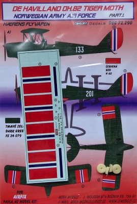 Kora Model DEC72290 DH.82 Norwegian Army Air Force декали декали 1/72
