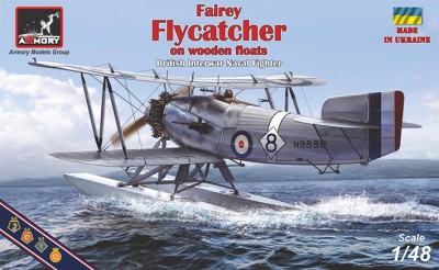 Armory AR48003 Fairey Flycatcher floatplane on wooden floats plastic injected kit with PE &amp; resin parts 1/48