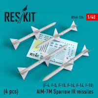 Reskit RS48-0324 AIM-7M Sparrow III missiles (4pcs) (F-4, F-5, F-15, F-16, F-14, F-18) Hasegawa, Tamiya, Revell, Italery, Academy, GWH, AMK, AFV Club 1/48