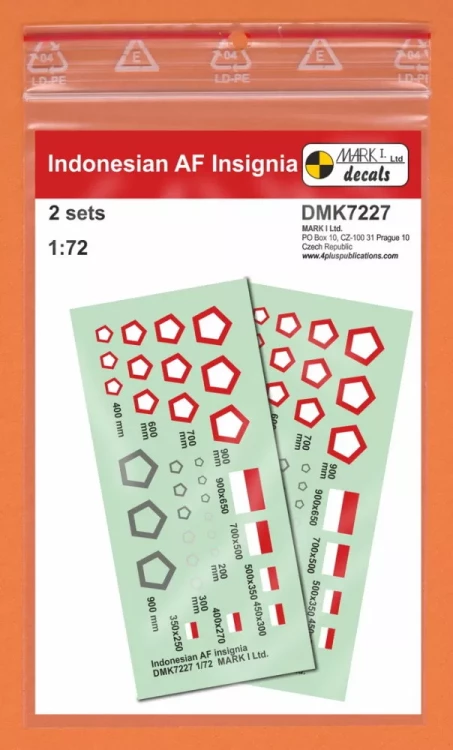 4+ Publications DMK7227 Decals Indonesian AF Insignia (2 sets) 1/72