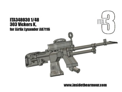 Inside the Armour ITA348030 Vickers K on a single mount for the Airfix Westland Lysander Mk.I/Mk.III 1/48