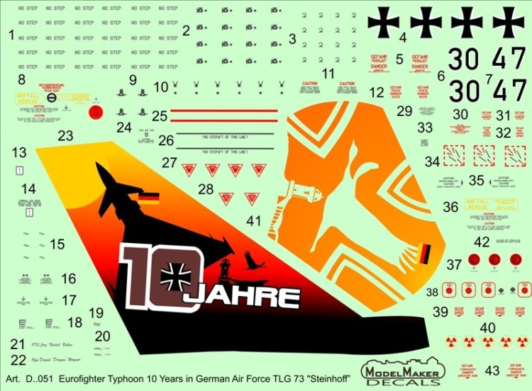 Model Maker Decals D48051 Eurofighter Typhoon 10 Years in German Air Force TLG 73 "Steinhoff" 1/48