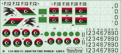 Model Maker Decals D72110 Mikoyan MiG-21 Around The World - Libya 1/72