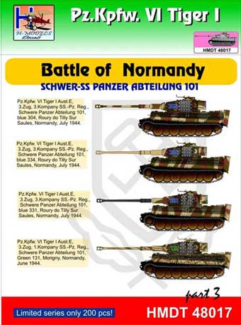 Hm Decals HMDT48017 1/48 Decals Pz.Kpfw.VI Tiger I Battle Normandy 3