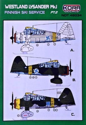 Kora Model NDT48034 W.Lysander Mk.I Finnish Service Part 2 декали 1/48