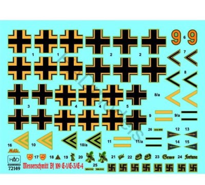 HAD 72149 Decal Bf 109E1/E3/E4 (4x camo) Part 1 1/72