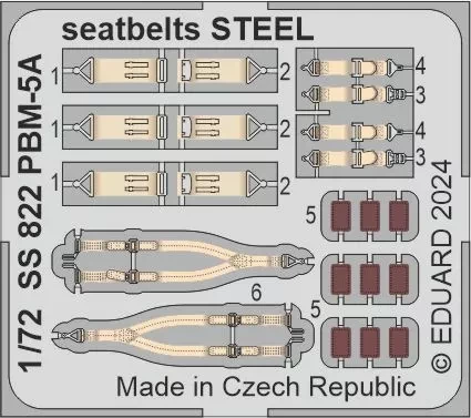 Eduard SS822 PBM-5A seatbelts STEEL (ACAD) 1/72