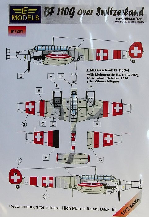 LF Model M7201 Mask Bf 110G over Switzerland (EDU/ITA) 1/72
