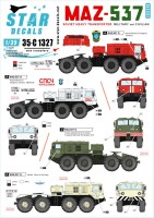 Star Decals 35-C1327 MAZ-537. Soviet Heavy 8x8 transporter MAZ-537 and MAZ-537 G.Military and civilian users (Russian Ministry of Security and Aeroflot) 1/35